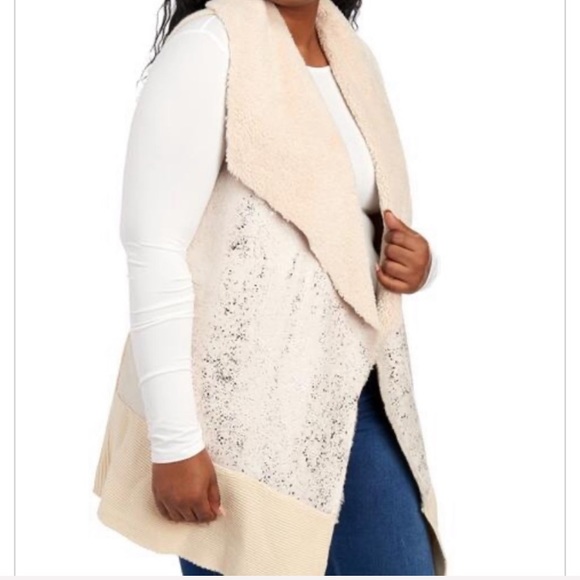 VINTAGE AMERICA Faux fur Foil Detail Sherpa Vest - Picture 3 of 6